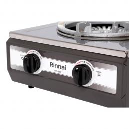 RINNAI-RTL-35K-เตาแก๊สตั้งโต๊ะวาล์วคู่-1-หัว-หน้าสแตนเลส-โครงเตาเคลือบสีเทา